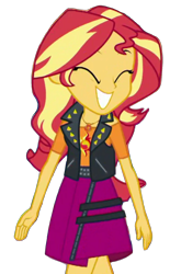 Size: 1136x1828 | Tagged: safe, edit, editor:jacksontormbaymaz, sunset shimmer, a fine line, equestria girls, g4, my little pony equestria girls: better together, ^^, background removed, belt, big smile, clothes, cute, cutie mark on clothes, eyes closed, geode of empathy, grin, jewelry, leather, leather belt, leather vest, magical geodes, necklace, pink skirt, shirt, shoulderless, shoulderless shirt, simple background, skirt, smiling, spikes, studs, teenager, teeth, transparent background, vest