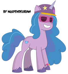 Size: 2501x2703 | Tagged: safe, artist:nguyendeliriam, izzy moonbow, unicorn, g5, my little pony: tell your tale, hat, horn, solo, sunglasses