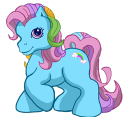 Size: 1024x959 | Tagged: safe, artist:anscathmarcach, artist:collegeman1998, rainbow dash (g3), earth pony, pony, g3, chonk, cute, female, g3 dashabetes, mare, raised hoof, simple background, smiling, solo, transparent background