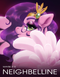 Size: 1112x1440 | Tagged: safe, artist:bluefeathercat, pipp petals, pegasus, pony, g4, g5, advertisement, eyeshadow, female, looking at you, makeup, mare, maybelline (company), ponified, poster, solo, text