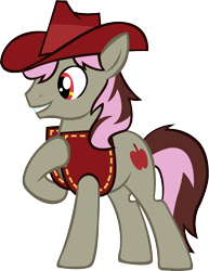 Size: 1920x2481 | Tagged: safe, braeburn, pony, g4, cutie mark, full body, hat, implied discord, male, palette swap, recolor, solo, stallion, standing