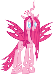 Size: 1823x2499 | Tagged: safe, queen chrysalis, changeling, g4, female, full body, implied pinkie pie, palette swap, recolor, simple background, solo, standing, transparent background