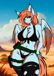 Size: 1799x2560 | Tagged: safe, artist:alistair504, oc, oc only, oc:wind east, pegasus, anthro, clothes, desert, female, looking at you, wings