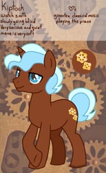 Size: 984x1595 | Tagged: safe, artist:edgelordhedgelord, oc, oc only, oc:kiptock, pony, unicorn, horn, male, solo, stallion