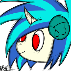 Size: 1000x1000 | Tagged: safe, artist:m3l0dy.dll, dj pon-3, vinyl scratch, g4, red eyes