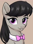 Size: 3000x4000 | Tagged: safe, artist:sierraex, octavia melody, earth pony, pony, g4, bowtie, brown background, female, looking at you, mare, octavia's bowtie, simple background, smiling, smiling at you, solo