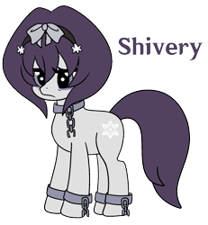 Size: 1397x1511 | Tagged: safe, artist:shivery, oc, oc:shivery, bags, bags under eyes, bow, chains, headband, purple hair, snow, snowflake