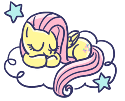 Size: 370x299 | Tagged: safe, edit, fluttershy, pegasus, pony, g4, closed mouth, cloud, cropped, cute, eyes closed, female, folded wings, full body, hooves together, line sticker, lying down, lying on a cloud, mare, on a cloud, prone, shyabetes, simple background, sleeping, sleeping on a cloud, smiling, solo, stars, transparent background, wings