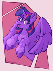 Size: 3000x4000 | Tagged: safe, artist:cookiedough, twilight sparkle, alicorn, g4, female, happy, signature, solo, twilight sparkle (alicorn), unshorn fetlocks, wings