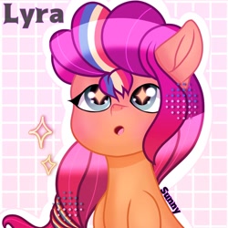 Size: 1280x1280 | Tagged: safe, artist:vanillapie10, sunny starscout, earth pony, pony, g5, abstract background, female, mane stripe sunny, mare, solo