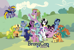 Size: 1024x693 | Tagged: safe, artist:trish forstner, oc, oc:blank canvas, oc:hoof beatz, oc:mane event, dragon, earth pony, pegasus, pony, unicorn, bronycon, bronycon 2013, amy keating rogers, andy price, brenda crichlow, bronycon mascots, cathy weseluck, deviantart watermark, earth pony oc, female, g.m. berrow, horn, katie cook, lee tockar, m.a. larson, madeleine peters, male, mare, michelle creber, nicole oliver, obtrusive watermark, pegasus oc, ponified, stallion, unicorn oc, watermark