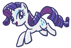 Size: 370x249 | Tagged: safe, edit, rarity, pony, unicorn, g4, :d, cropped, female, full body, horn, line sticker, looking at you, mare, open mouth, open smile, running, simple background, smiling, smiling at you, solo, three quarter view, transparent background, walking