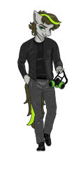 Size: 1080x2262 | Tagged: safe, oc, oc only, oc:radiant shield(red), earth pony, anthro, boots, clothes, cowboy boots, earth pony oc, gas mask, jacket, latex, leather, leather jacket, looking at you, male, mask, shirt, shoes, simple background, solo, transparent background