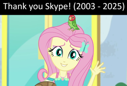 Size: 1280x872 | Tagged: safe, edit, edited screencap, screencap, fluttershy, equestria girls, g4, end of an era, johnny cash, skype, song reference, we'll meet again