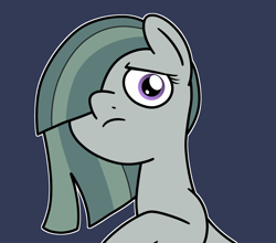 Size: 2048x1803 | Tagged: safe, artist:ewoudcponies, marble pie, earth pony, pony, g4, blue background, bust, dark blue background, female, frown, hair over one eye, looking at you, mare, outline, simple background, solo, white outline