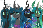 Size: 2000x1296 | Tagged: safe, artist:willfox88, queen chrysalis, changedling, changeling, changeling queen, g4, changedling queen, mirror universe, multeity, ponymania, purified chrysalis, reformed, reversalis, simple background, white background