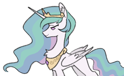 Size: 1170x723 | Tagged: safe, artist:wu93257531, princess celestia, alicorn, pony, g4, chest fluff, ear fluff, folded wings, jewelry, peytral, regalia, simple background, solo, white background, wings