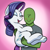 Size: 1000x1000 | Tagged: safe, artist:vomitvomiting, rarity, oc, oc:anon, human, pony, unicorn, g4, blushing, bridal carry, carrying, duo, eyes closed, female, gradient background, holding a pony, horn, mare, smiling, wholesome