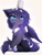 Size: 2411x3174 | Tagged: safe, artist:magnaluna, princess luna, alicorn, pony, g4, blush lines, blushing, chest fluff, coffee, crown, cute, ear fluff, female, hoof shoes, horn, jewelry, lunabetes, majestic as fuck, mare, mug, partially open wings, peytral, princess shoes, regalia, simple background, sitting, solo, tongue out, white background, wings