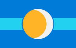 Size: 3034x1939 | Tagged: safe, human, equestria girls, g4, blue, blue background, cyan, flag, flag of equestria, humanized, moon, national flag, roleplay, roleplaying, rpg, simple background, sun, white, yellow