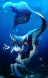 Size: 621x1000 | Tagged: safe, artist:kisaonya, oc, oc only, pony, seapony (g4), simple background, solo, transparent background