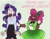 Size: 2048x1601 | Tagged: safe, artist:timelessclownry, pinkie pie, rarity, human, g4, holiday, humanized, pinch, saint patrick's day, saint patrick's day 2025, screaming, smiling