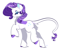 Size: 1100x900 | Tagged: dead source, safe, artist:clockworkquartet, rarity, pony, unicorn, g4, butt fluff, cheek fluff, closed mouth, colored eyebrows, colored hooves, colored pinnae, concave belly, eyebrows, eyeshadow, female, fluffy, full body, heart, heart eyes, hooves, horn, leg fluff, leonine tail, lidded eyes, long legs, looking at you, makeup, mare, purple hooves, side view, signature, simple background, smiling, smiling at you, solo, tail, tail fluff, underhoof, unshorn fetlocks, walking, white background, wingding eyes