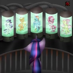 Size: 1284x1284 | Tagged: safe, artist:emalajiss36, artist:emalajissda, artist:vidia the sphinx, applejack, fluttershy, pinkie pie, rainbow dash, rarity, twilight sparkle, alicorn, earth pony, pegasus, pony, unicorn, g4, balcony, conservation, floppy ear, folded wings, group, heart monitor, horn, imminent rejuvenation, immortality blues, implied rejuvenation, mane six, not sure if high quality, preservation, sextet, sextet female, speedpaint available, spread wings, stasis, twilight sparkle (alicorn), twilight will outlive her friends, vat, wings