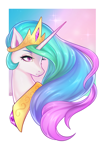 Size: 1276x1819 | Tagged: safe, artist:murr000, princess celestia, alicorn, pony, g4, bust, female, horn, mare, passepartout, peytral, portrait, solo, turned head