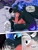 Size: 1898x2466 | Tagged: safe, artist:slasheramaya, nightmare moon, oc, oc:anon, alicorn, human, pony, g4, spoiler:comic, bed, biting, blood, blushing, clothes, comic, crossover, cuddling, ear bite, eyes closed, fangs, female, human male, injured, interspecies, laughing, male, mare, scar, smiling, spanish, torn clothes