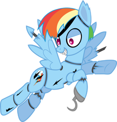 Size: 1024x1067 | Tagged: safe, artist:strawberrythefox1452, rainbow dash, g4, female, five nights at pinkie's, hook, pirate, simple background, transparent background, vector