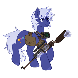 Size: 2000x2000 | Tagged: safe, artist:alienz_tea, oc, oc only, oc:starlight, pony, unicorn, fallout equestria, fanfic:fallout equestria: the chrysalis, fanfic art, gun, horn, simple background, solo, transparent background, unicorn oc, weapon