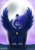 Size: 1748x2480 | Tagged: safe, artist:wolfartx1, princess luna, alicorn, pony, g4, digital art, ethereal mane, glowing, glowing eyes, phone drawing, sitting, spread wings, throne, wings