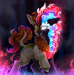 Size: 2480x2500 | Tagged: safe, artist:buvanybu, autumn blaze, kirin, nirik, g4, female, mare, partial nirik, raised hoof, solo