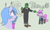 Size: 1292x788 | Tagged: safe, artist:otl crafts, oc, oc only, oc:anon, oc:lucky roll, oc:snake eyes, bat pony, human, pony, bat pony oc, bowtie, chubby, clothes, dialogue, disappointed, hobbit, necktie, smiling, tubby wubby pony waifu