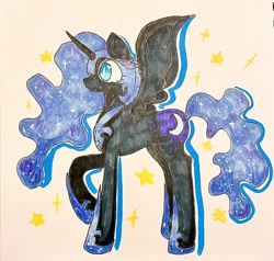 Size: 2000x1904 | Tagged: safe, artist:mylittleyuri, nightmare moon, alicorn, pony, g4, female, mare, marker drawing, solo, spread wings, traditional art, wings