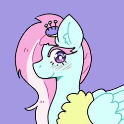 Size: 2000x2000 | Tagged: safe, artist:mylittleyuri, kerfuffle, pegasus, pony, g4, blush lines, blushing, ear fluff, female, heart, heart eyes, looking at you, mare, purple background, simple background, smiling, smiling at you, solo, white pupils, wingding eyes, wings