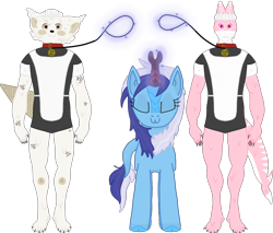 Size: 2000x1700 | Tagged: safe, artist:xada, minuette, goo, kirin, pony, shark, g4, claws, clothes, eyes closed, furry, ice cream cone, kirin-ified, leash, magic, maid, name tag, owo, simple background, species swap, standing, telekinesis, transparent background, two toned mane