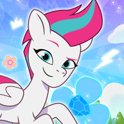 Size: 1000x1000 | Tagged: safe, zipp storm, pegasus, g5, my little pony: tell your tale, official, 2d, crown, flower, jewelry, looking at you, profile picture, regalia, smiling, smiling at you, thunder bolt, weixin