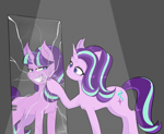 Size: 3039x2485 | Tagged: safe, artist:candy_b_black, starlight glimmer, pony, unicorn, g4, my little pony: friendship is magic, the cutie map, equal cutie mark, female, horn, mirror, reflection, solo