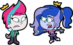 Size: 607x371 | Tagged: safe, anonymous artist, princess luna, vice principal luna, zipp storm, fairy, humanoid, equestria girls, g4, g5, crown, duo, duo female, equestria girls-ified, fairy wings, fairyized, female, jewelry, lipstick, ponytail, regalia, simple background, style emulation, the fairly oddparents, transparent background, wings