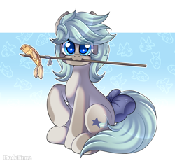 Size: 4560x4258 | Tagged: safe, artist:madelinne, oc, oc only, earth pony, fish, bow, earth pony oc, female, mare, solo