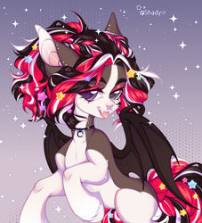 Size: 3096x3416 | Tagged: safe, artist:shady, oc, oc only, oc:jenny mayer, bat pony, pony, choker, cute, female, heart, mare, simple background, solo, wings