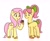 Size: 1308x1080 | Tagged: safe, artist:makaryo, fluttershy, posey bloom, earth pony, pegasus, pony, snail, g4, g5, my little pony: tell your tale, duo, duo female, female, frown, hoof hold, mare, simple background, smiling, unshorn fetlocks, white background, wings