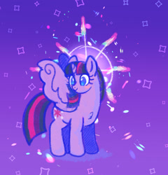 Size: 1918x2000 | Tagged: safe, artist:bubbled-tea-dreams, twilight sparkle, alicorn, pony, g4, abstract background, cute, female, mare, smiling, solo, spread wings, turned head, twiabetes, twilight sparkle (alicorn), wings