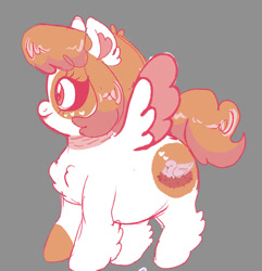 Size: 616x638 | Tagged: safe, artist:bubbled-tea-dreams, oc, oc only, oc:heather sweet feathers, pegasus, pony, chest fluff, colored wings, colored wingtips, female, gray background, leg fluff, mare, simple background, solo, spread wings, wings