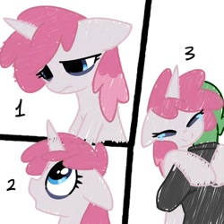 Size: 2000x2000 | Tagged: artist needed, safe, oc, oc:anon, human, pony, unicorn, g4, 3 panel comic, background pony, clothes, comic, crying, eyes closed, female, floppy ears, horn, hug, human and pony, human male, male, mare, open mouth, sad, sad pony, smiling, suit, tears of joy
