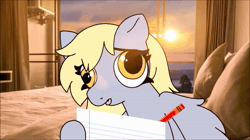 Size: 1920x1080 | Tagged: safe, artist:tamers12345, derpy hooves, pegasus, pony, my little pony: coco pommel has her heart stolen, g4, animated, crayon, drawing, eating crayons, sound, webm