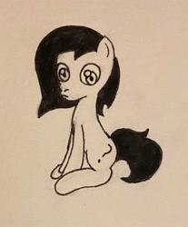 Size: 1153x1391 | Tagged: safe, oc, oc only, oc:filly anon, earth pony, pony, female, filly, inked, monochrome, solo