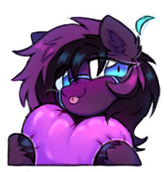 Size: 289x298 | Tagged: safe, artist:flixanoa, oc, oc only, oc:plexa, earth pony, pony, :p, ear fluff, earth pony oc, emote, facial markings, floating hair, heart, heart plush, looking at you, plushie, shiny hooves, shiny mane, simple background, three toned mane, tongue out, transparent background, unshorn fetlocks